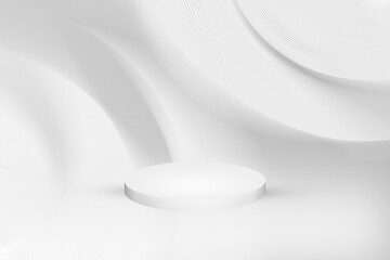 Abstract white 3d podium scene background. illustration product cosmetic presentation luxury and minimal style 3d background concept.