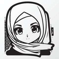 A sketch of a hijab girl character