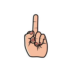 Middle Finger Hand Sign Isolated on a white background. Icon Vector Illustration.