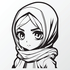 A sketch of a hijab girl character