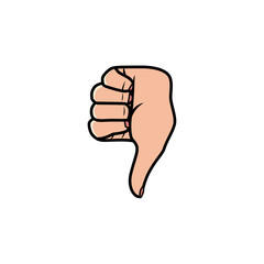 Thumb Down Hand Sign Isolated on a white background. Icon Vector Illustration.