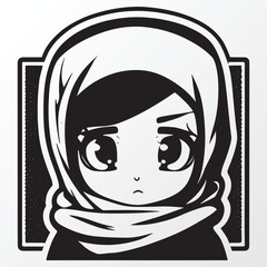 A sketch of a hijab girl character