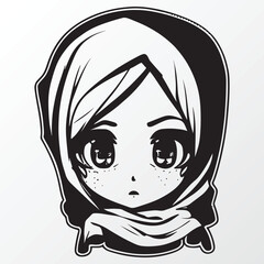 A sketch of a hijab girl character