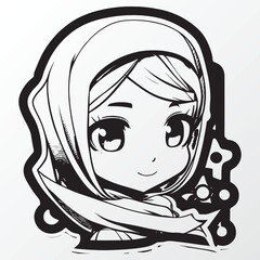 A sketch of a hijab girl character