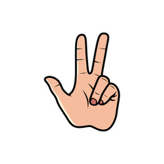 Three Finger Hand Sign Isolated on a white background. Icon Vector Illustration.