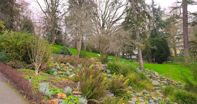 Landscape Of Jardin des plantes d'Angers Botanical Park In Angers, France - wide