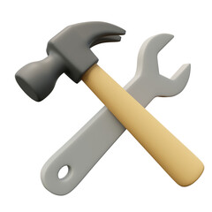 Construction Hammer and Screwdriver 3D Illustration