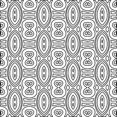 
 Monochrome ornamental texture with smooth linear shapes, zigzag lines, lace pattern.Abstract geometric black and white pattern for web page, textures, card, poster, fabric, textile.