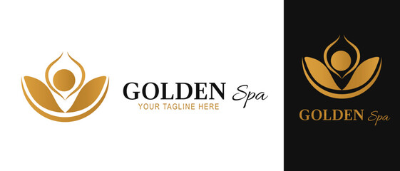 Luxurious nature people yoga logo icon design template. Elegant, florist, calm, peaceful, spa,  vector illustration