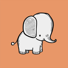 black cute little elephant icon design. Little elephant animal vector illustration