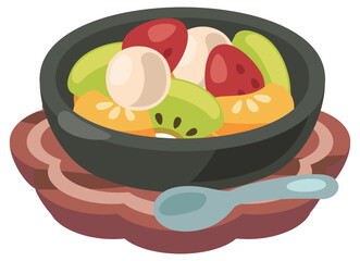 フルーツポンチのイラスト_コロンとかわいいシンプルお料理ベクターイラスト