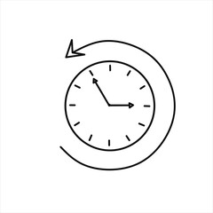 Vector Time and Clock icons in thin line style.