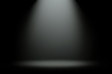 spotlight on dark empty room, stage for product display, white light