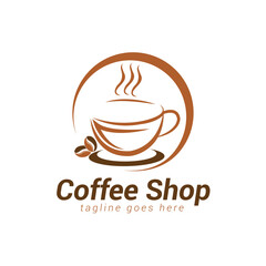 Coffee shop logo template design, Coffee cup logo