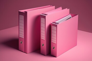 Three pink office folders