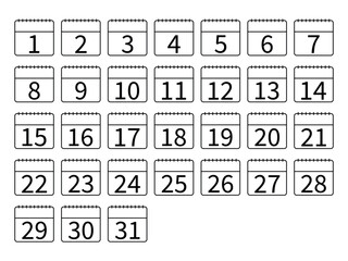 Outline icons set of calendar month days