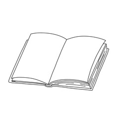 Vector line open book. Outline illustration isolated on white