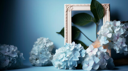 AI art  hydrangea picture frame 紫陽花のフレーム
