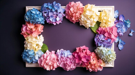 AI art  hydrangea picture frame 紫陽花のフレーム