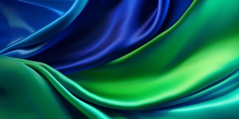 Obraz premium green and blue abstract waves cloth satin