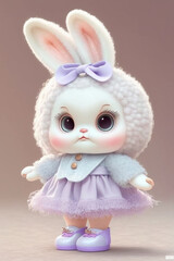 Fototapeta na wymiar close up of a doll wearing a bunny costume. generative ai.