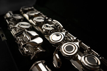 Fototapeta premium Close shot of a high quality metal alloy flute