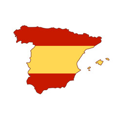 Spain map with flag icon, vector isolated illustration