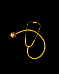Yellow Stethoscope on a black background