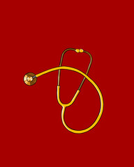 Yellow Stethoscope on a red background