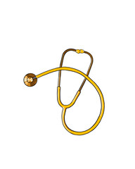 Yellow Stethoscope on a white background