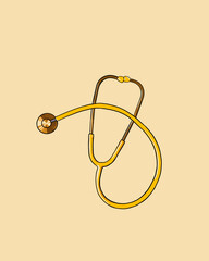 Yellow Stethoscope on a beige background