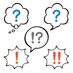 はてなマークとビックリマークの感嘆符の吹き出しセット
