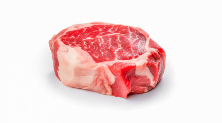 Fototapeta premium fresh raw beef steak isolated on white background. Generative AI