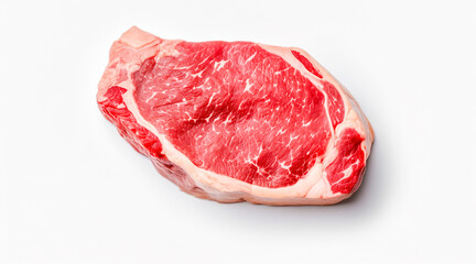 fresh raw beef steak isolated on white background. Generative AI