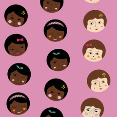 Feminine look, abstract personage, mascot design, funny face, cute icon.