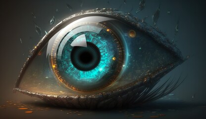 Fototapeta premium generative ai, eye, futuristic eye, digital, cybertech eye, matrix, hologram, , high-tech, systems, world tech, cybernet, computer, , augmented reality, 