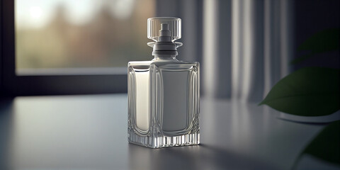 Bote de perfume sobre fondo neutro. IA generativa 