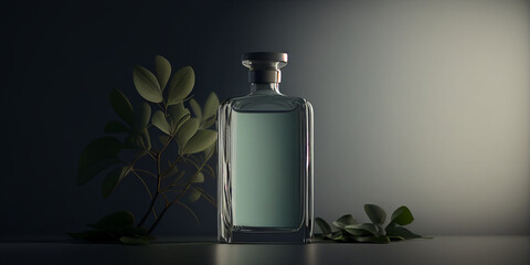 Bote de perfume con elementos bot&aacute;nicos. IA generativa 