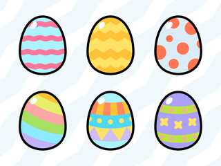 Set of Easter Eggs With Outline
