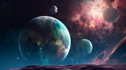 Obraz na płótnie Canvas Science fiction wallpaper beauty of deep space, abstract, planetarium