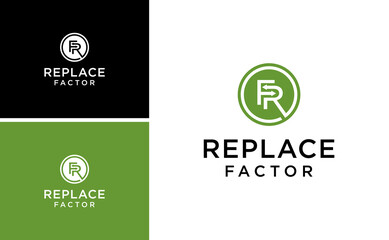 initial FR logo with arrow icon replace vector template