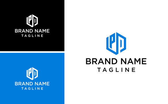 initial LPP logo design with abstract polygon shape vector template