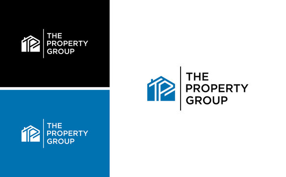 property group logo design with simple home letter TGP vector template