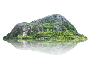 Green tree isolated on transparent background with clipping path,  hill, mountain with clipping path and alpha channel. for both printing and web pages. 