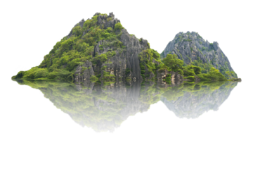 Green tree isolated on transparent background with clipping path,  hill, mountain with clipping path and alpha channel. for both printing and web pages. 