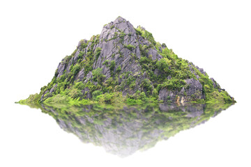 Green tree isolated on transparent background with clipping path,  hill, mountain with clipping path and alpha channel. for both printing and web pages. 