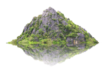 Green tree isolated on transparent background with clipping path,  hill, mountain with clipping path and alpha channel. for both printing and web pages. 