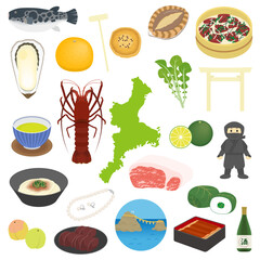 三重県の名物のイラストセット
