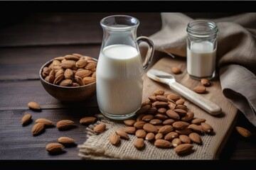 Freshly Made Almond Milk - Vegan Alternative - Generative AI