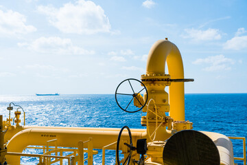 Oil and gas processing plant with pipe line valves.Steel pipelines and valves.Oil pipeline valves...